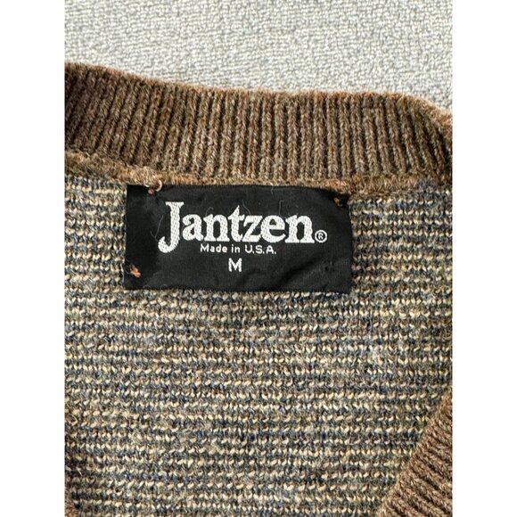 Vintage Jantzen Vest Men's Medium Brown and Blue Wool Blend Sweater vest - Picture 8 of 9